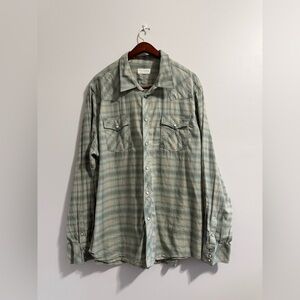 Tecovas Sage Green Plaid Pearl Snap Shirt